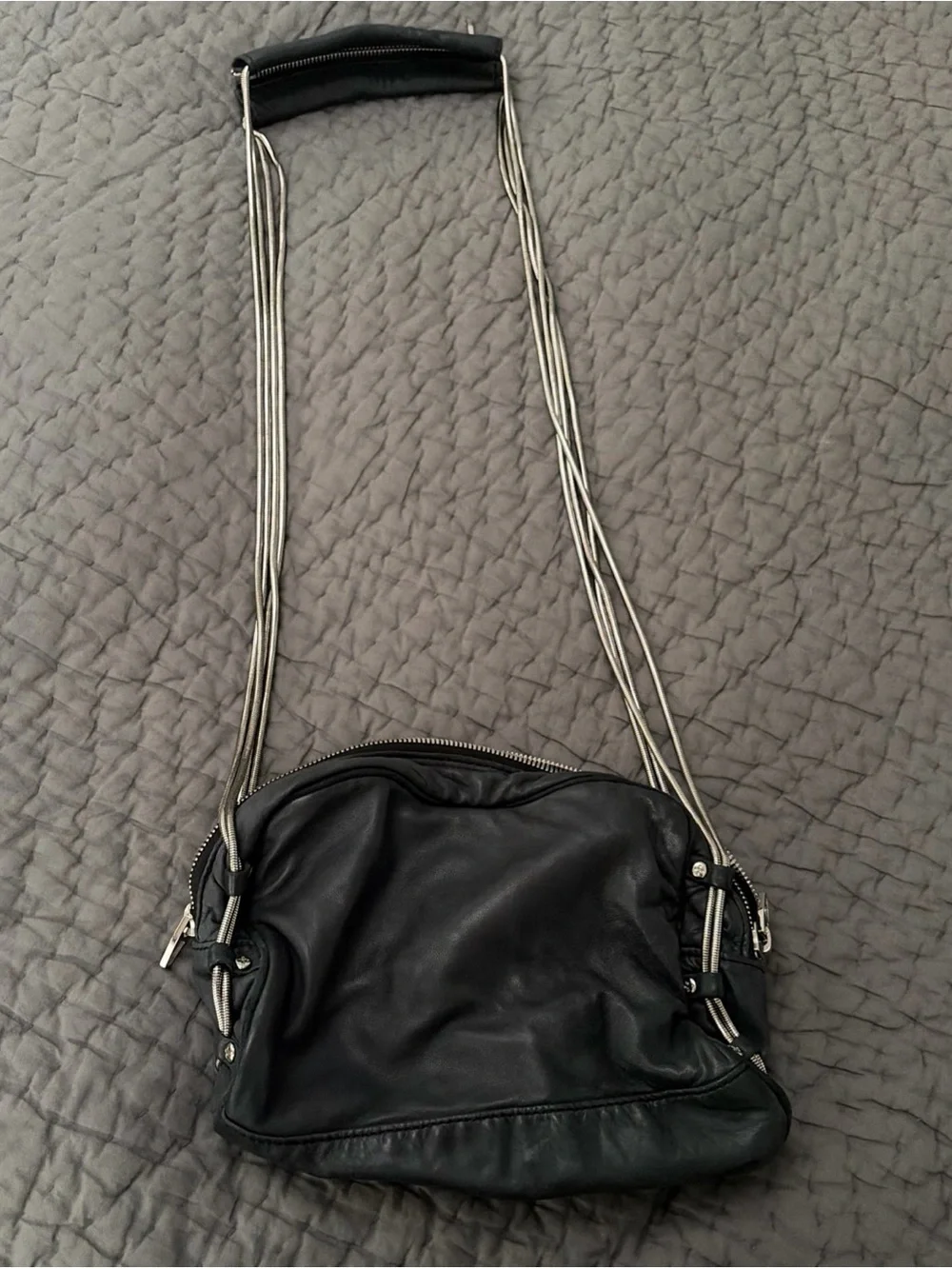 Alexander Wang Grey/Blue Brenda Leather Crossbody Bag with Dual Front Pockets